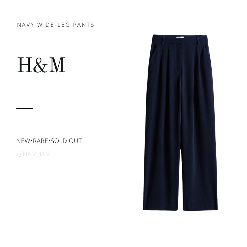 NWT SOLD OUT Navy Blue H&M Wide-Leg Pants